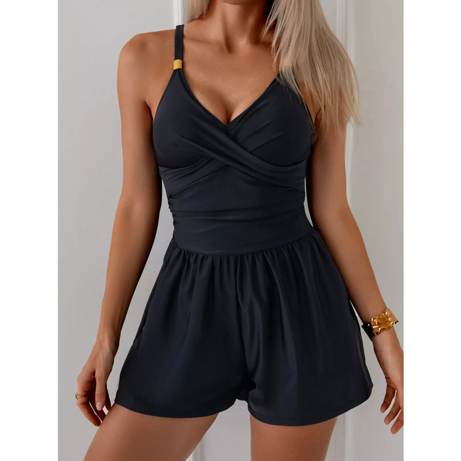 V-Neck Spaghetti Strap One-Piece Swimsuit Apparel and Accessories