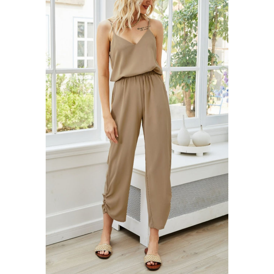V - Neck Spaghetti Strap Sleeveless Jumpsuit Apparel and Accessories