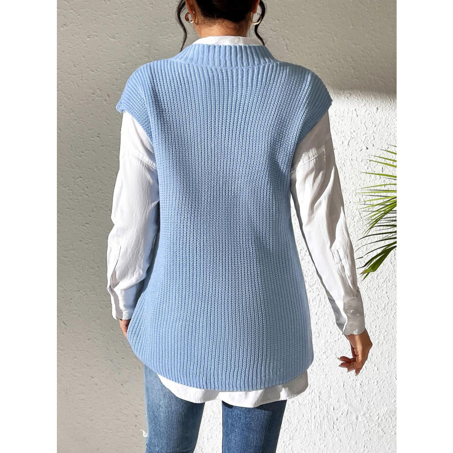 V-Neck Sweater Vest Light Blue / One Size Apparel and Accessories