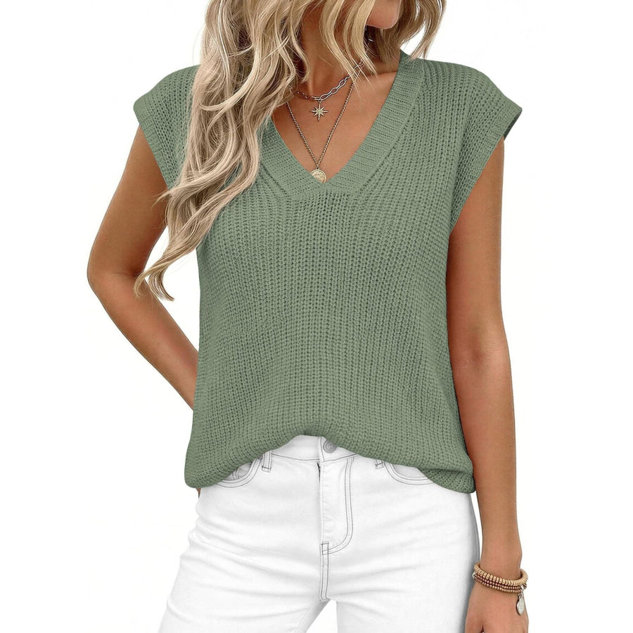 V-Neck Sweater Vest Sage / S Apparel and Accessories