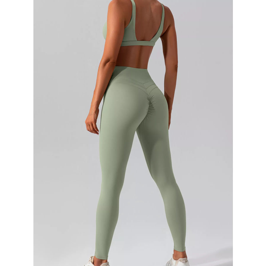 V-Neck Tank and High-Waisted Seamless Pants Active Set Apparel and Accessories