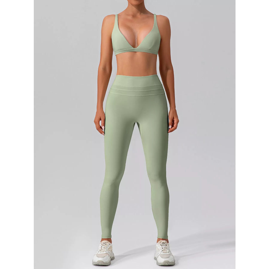 V-Neck Tank and High-Waisted Seamless Pants Active Set Apparel and Accessories