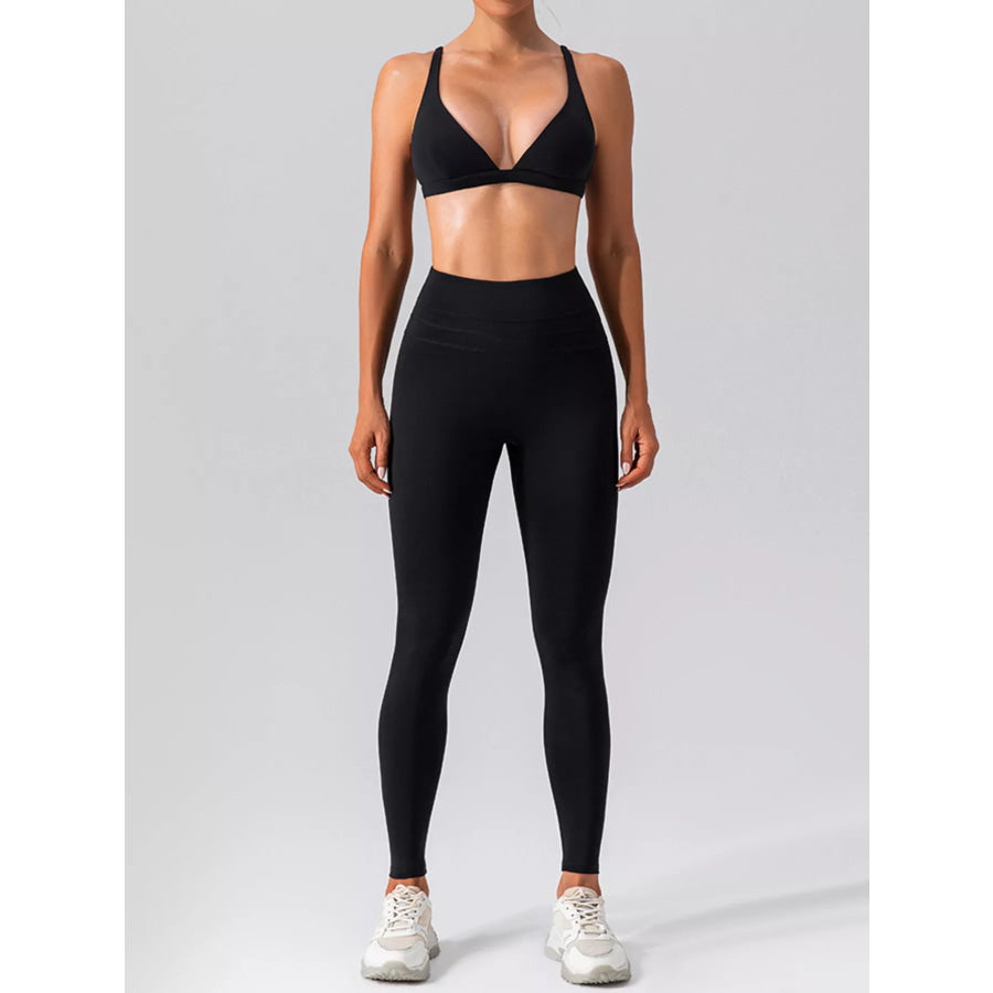 V-Neck Tank and High-Waisted Seamless Pants Active Set Apparel and Accessories