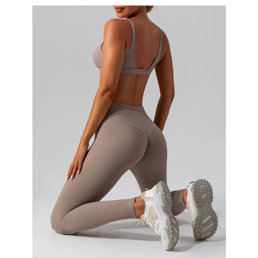 V-Neck Tank and High-Waisted Seamless Pants Active Set Apparel and Accessories