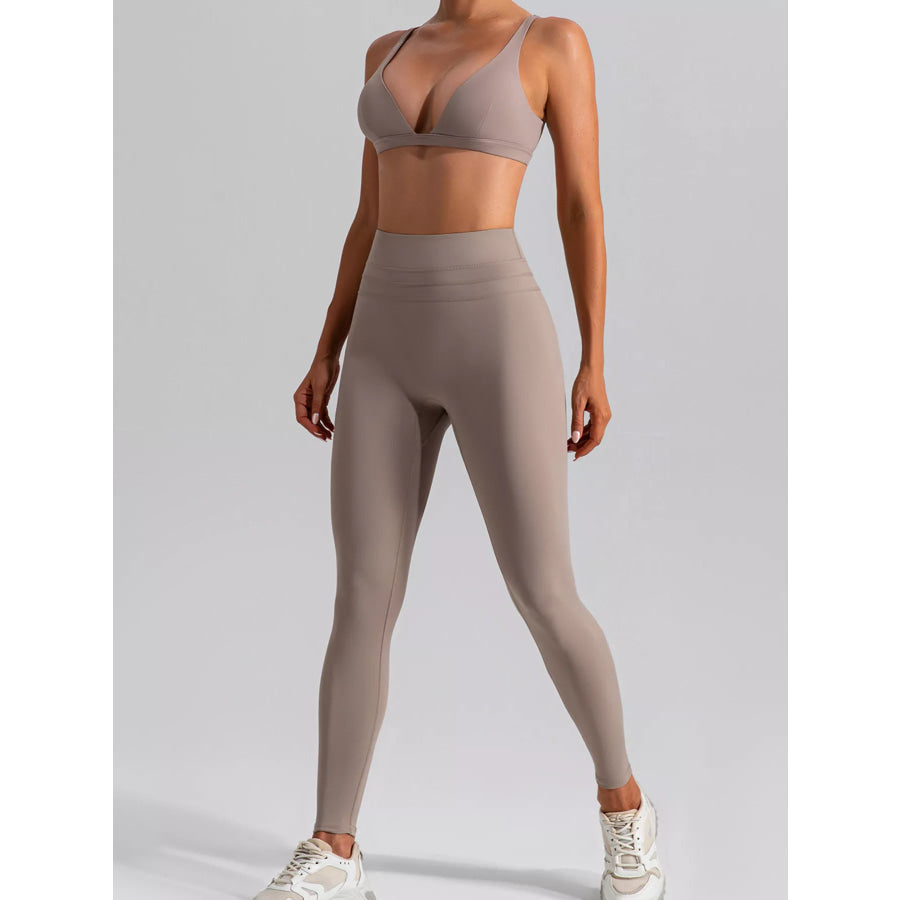 V-Neck Tank and High-Waisted Seamless Pants Active Set Apparel and Accessories