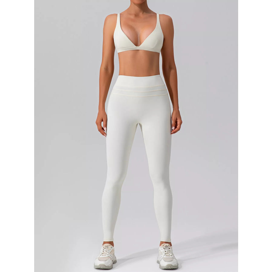 V-Neck Tank and High-Waisted Seamless Pants Active Set Apparel and Accessories