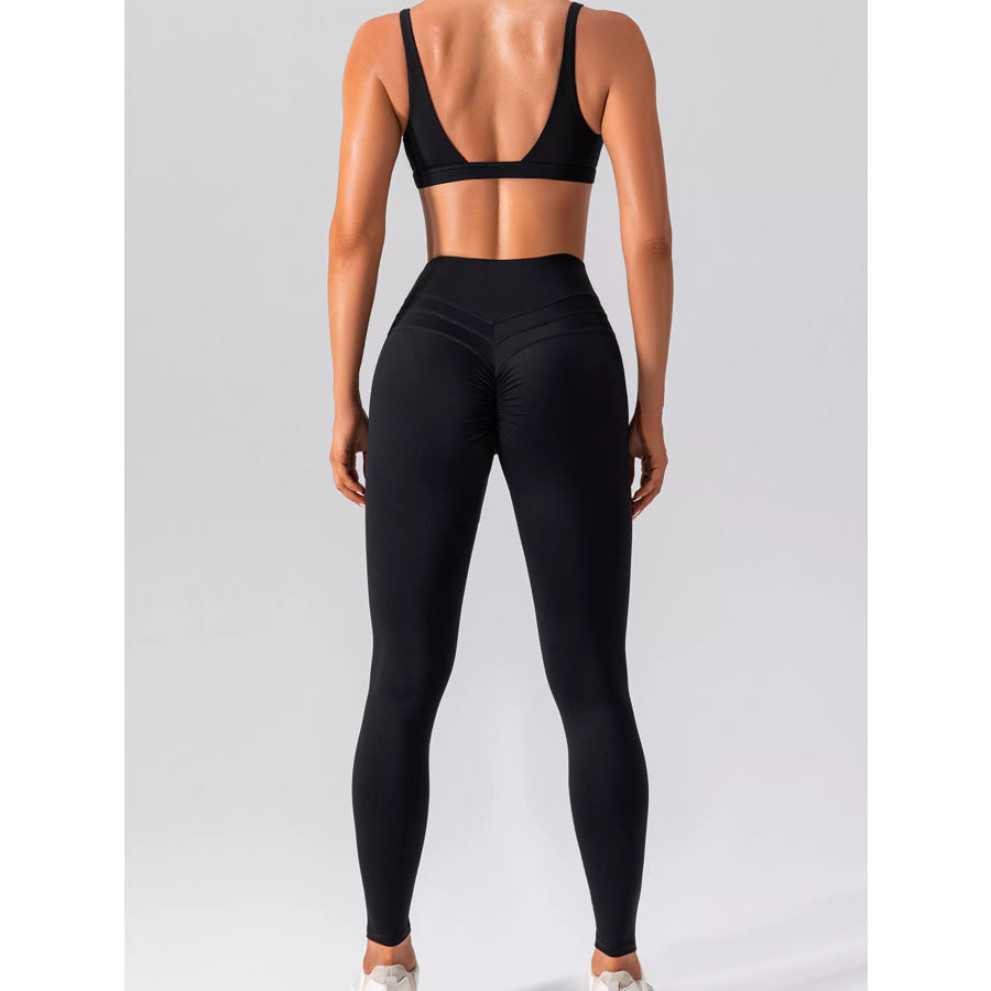 V-Neck Tank and High-Waisted Seamless Pants Active Set Apparel and Accessories