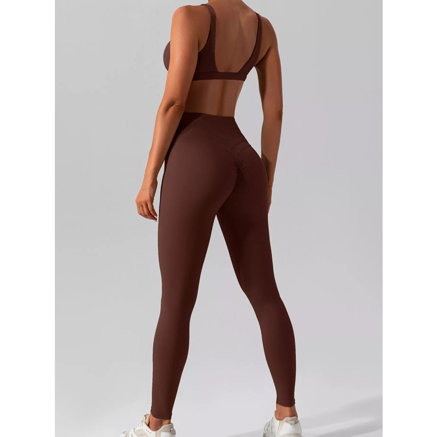 V-Neck Tank and High-Waisted Seamless Pants Active Set Apparel and Accessories