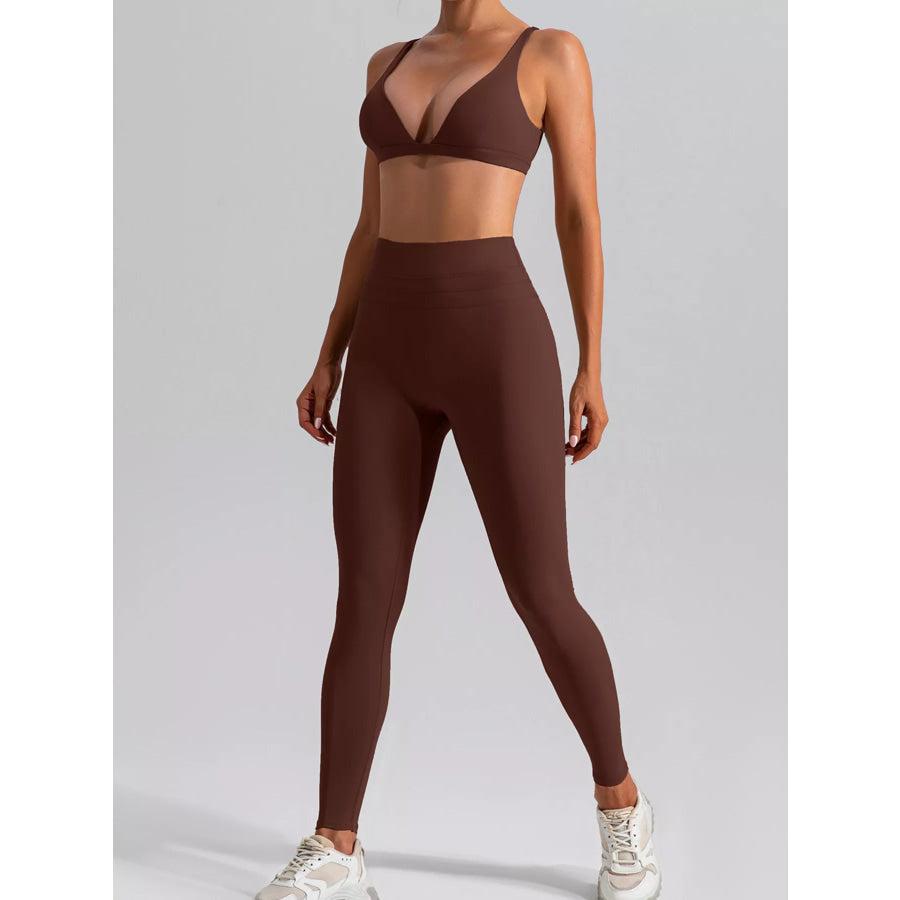 V-Neck Tank and High-Waisted Seamless Pants Active Set Apparel and Accessories