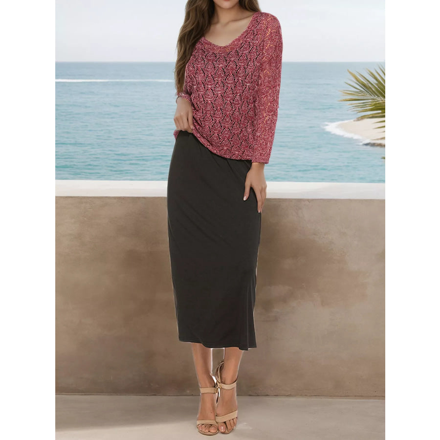 V-Neck Textured Knit Top Apparel and Accessories
