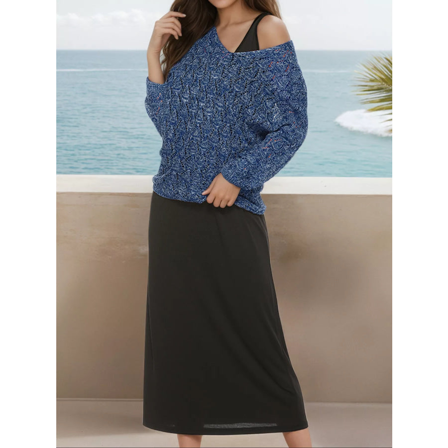 V-Neck Textured Knit Top Apparel and Accessories