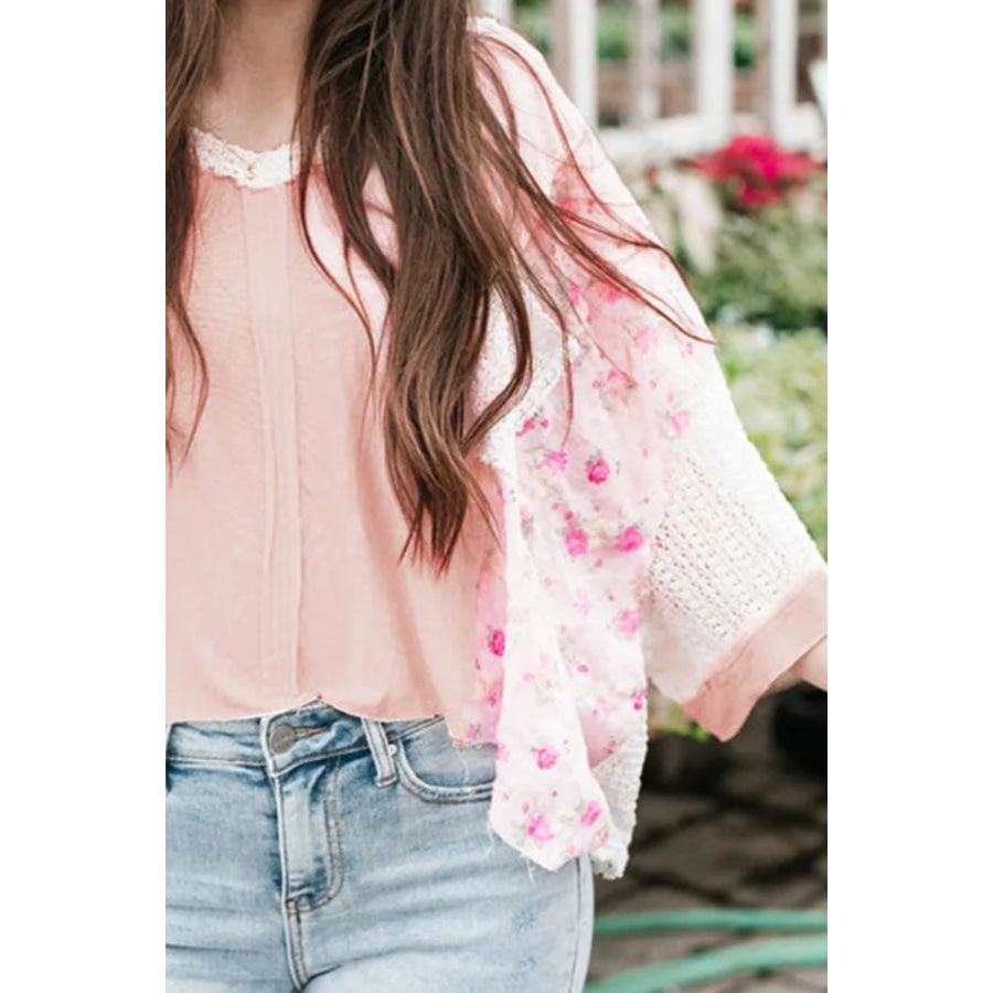 V-Neck Three-Quarter Sleeve Blouse Apparel and Accessories