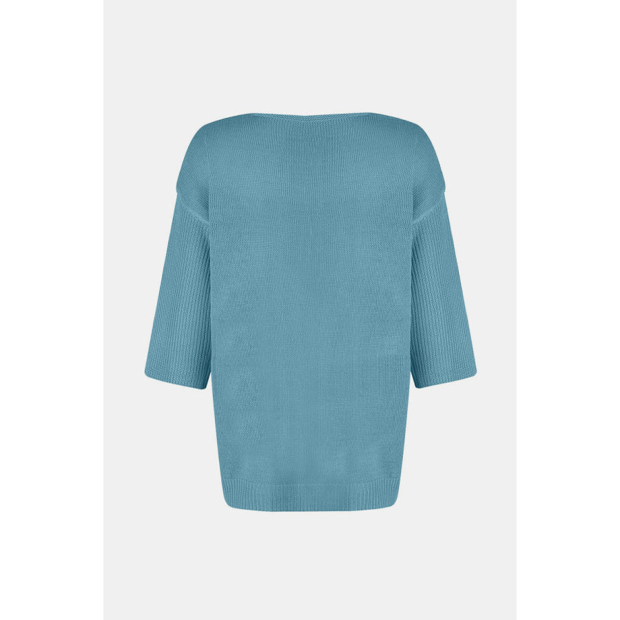 V-Neck Three-Quarter Sleeve Knit Top Apparel and Accessories