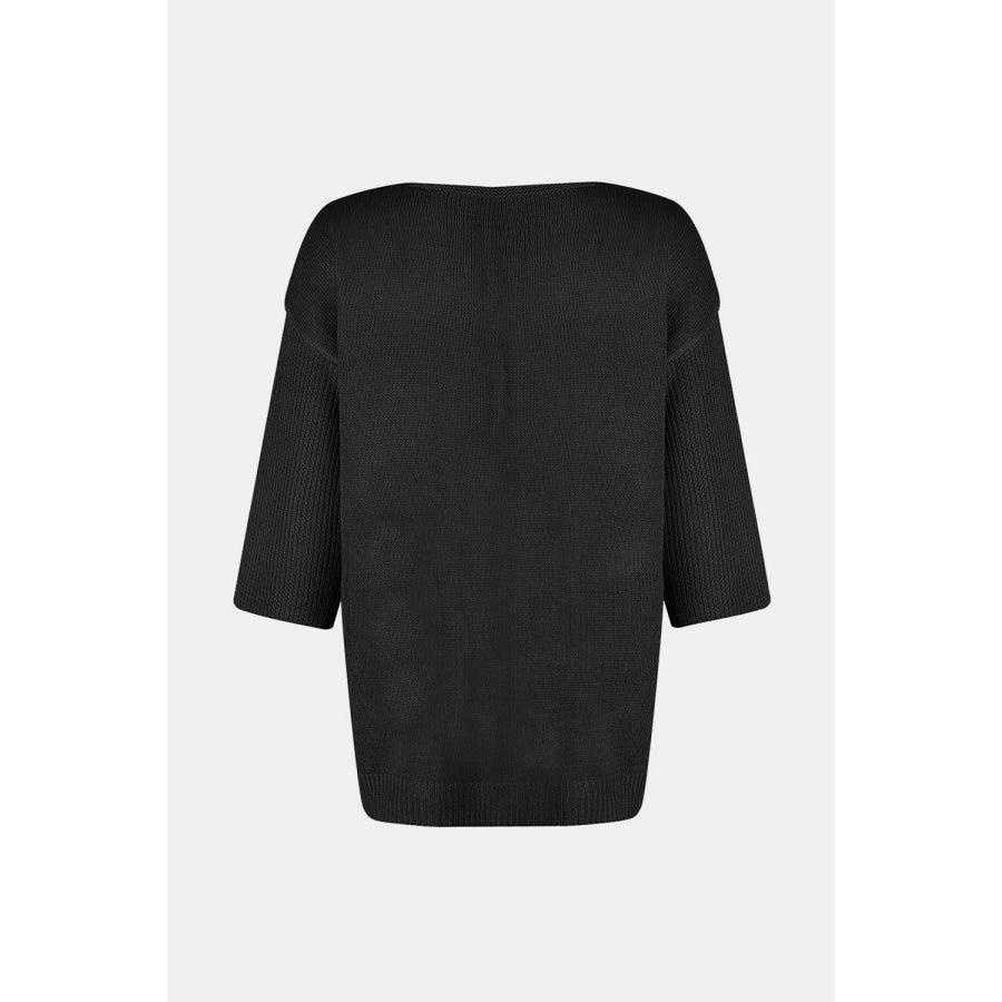 V-Neck Three-Quarter Sleeve Knit Top Apparel and Accessories