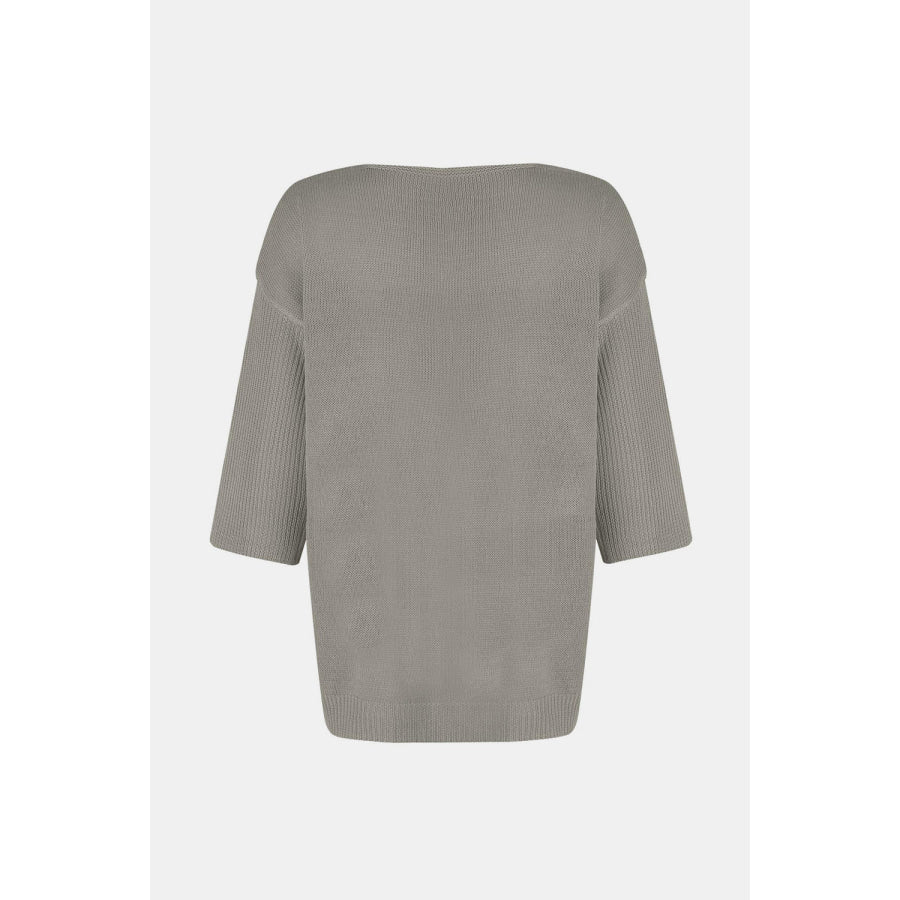 V-Neck Three-Quarter Sleeve Knit Top Apparel and Accessories