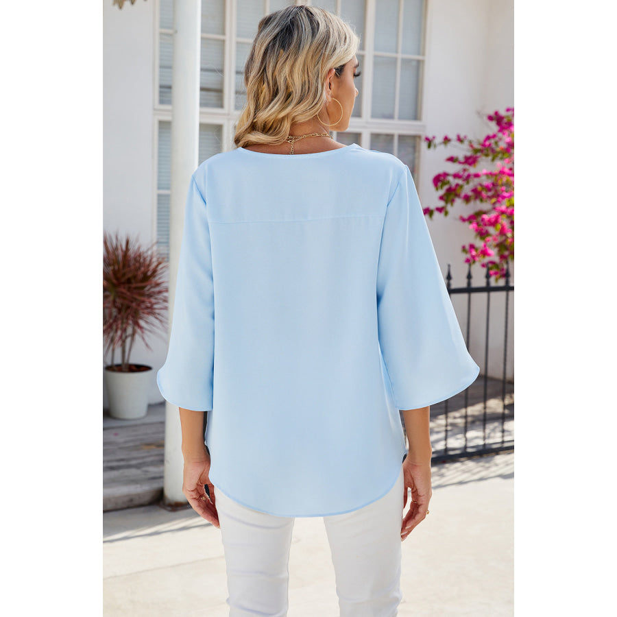 V - Neck Three - Quarter Sleeve Top Apparel and Accessories