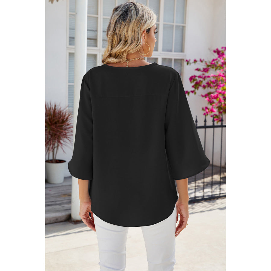 V - Neck Three - Quarter Sleeve Top Apparel and Accessories