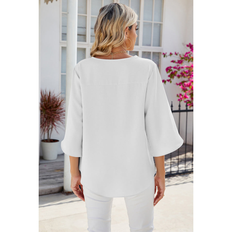 V - Neck Three - Quarter Sleeve Top Apparel and Accessories