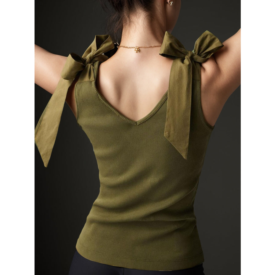 V-Neck Tie Shoulder Tank Apparel and Accessories