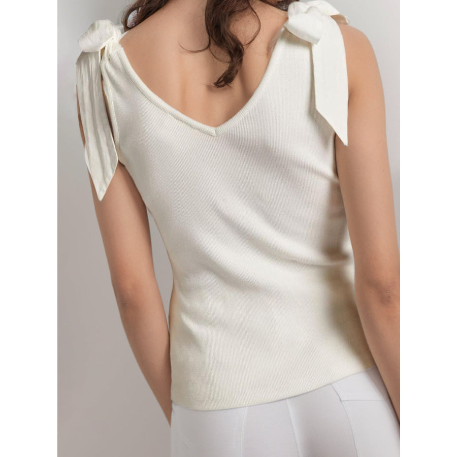 V-Neck Tie Shoulder Tank Apparel and Accessories