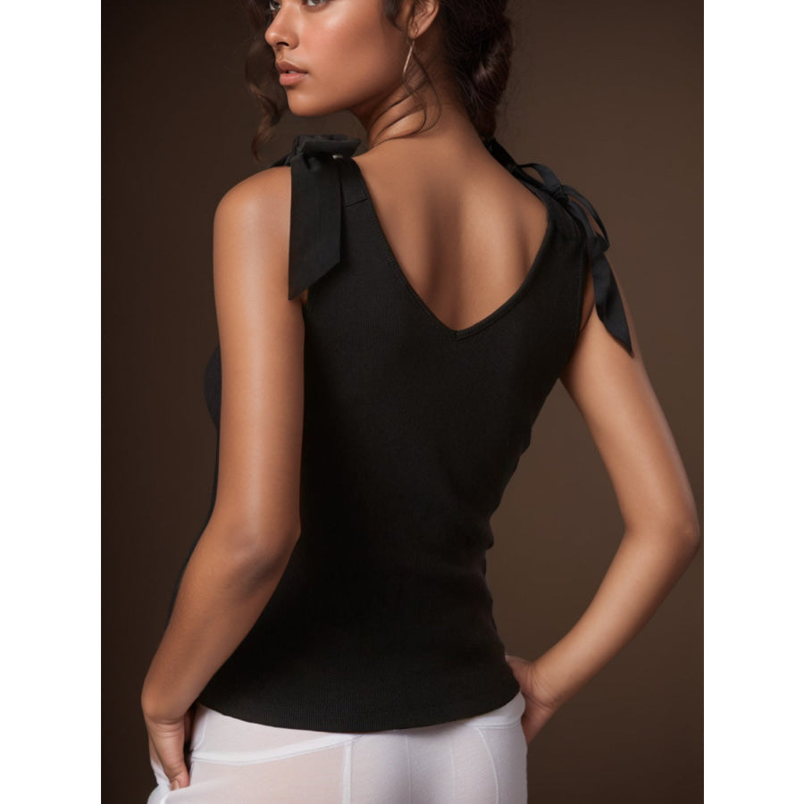 V-Neck Tie Shoulder Tank Apparel and Accessories