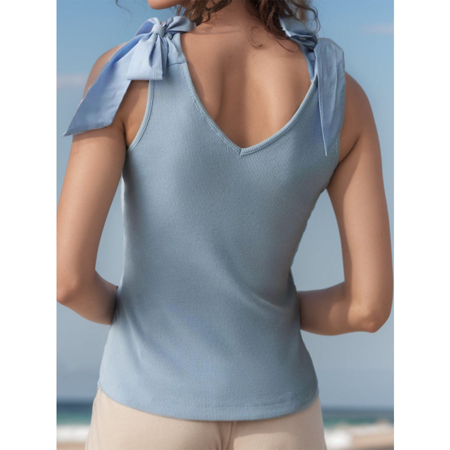 V-Neck Tie Shoulder Tank Apparel and Accessories