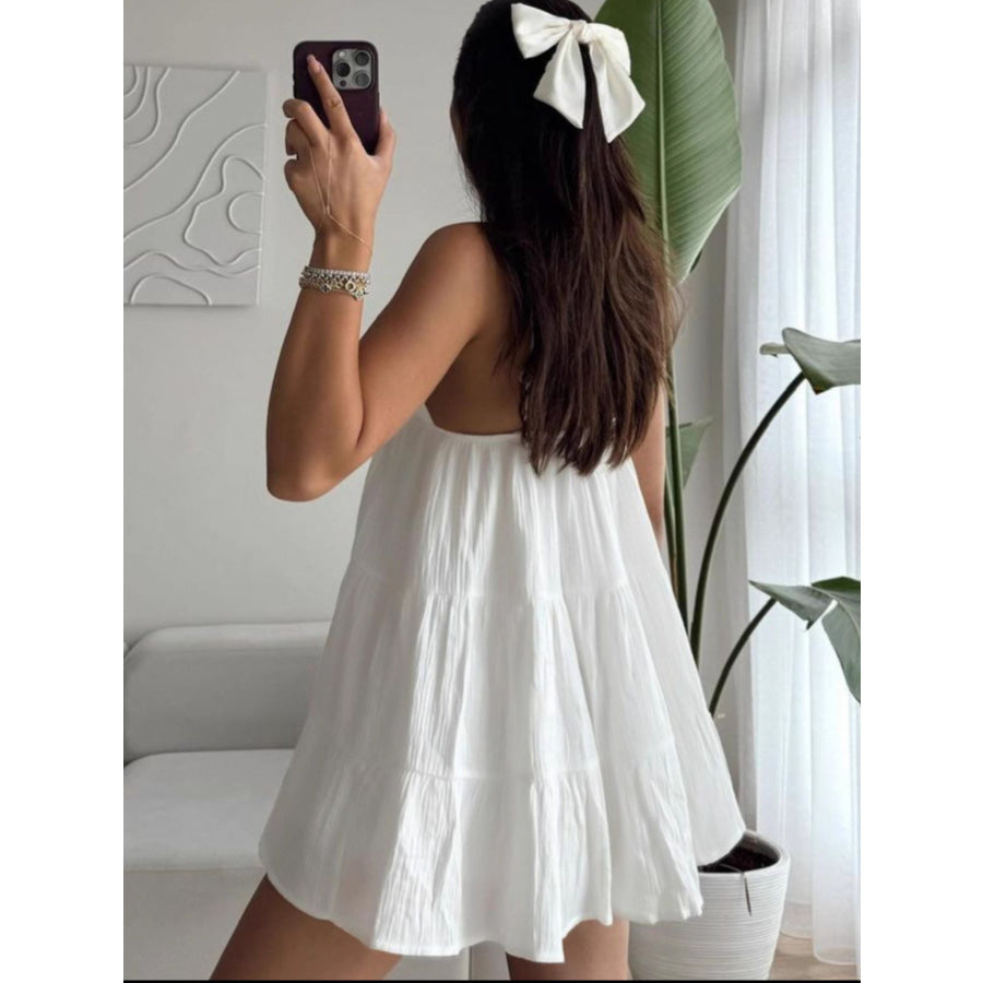 V-Neck Tiered Mini Dress Apparel and Accessories