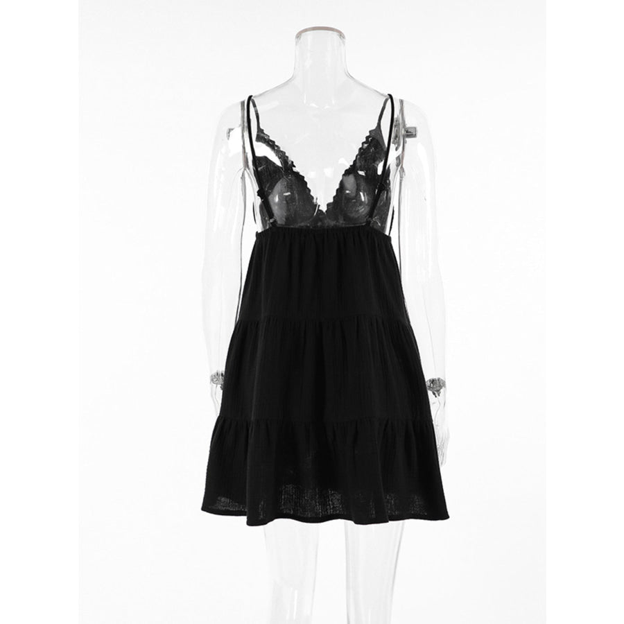 V-Neck Tiered Mini Dress Apparel and Accessories