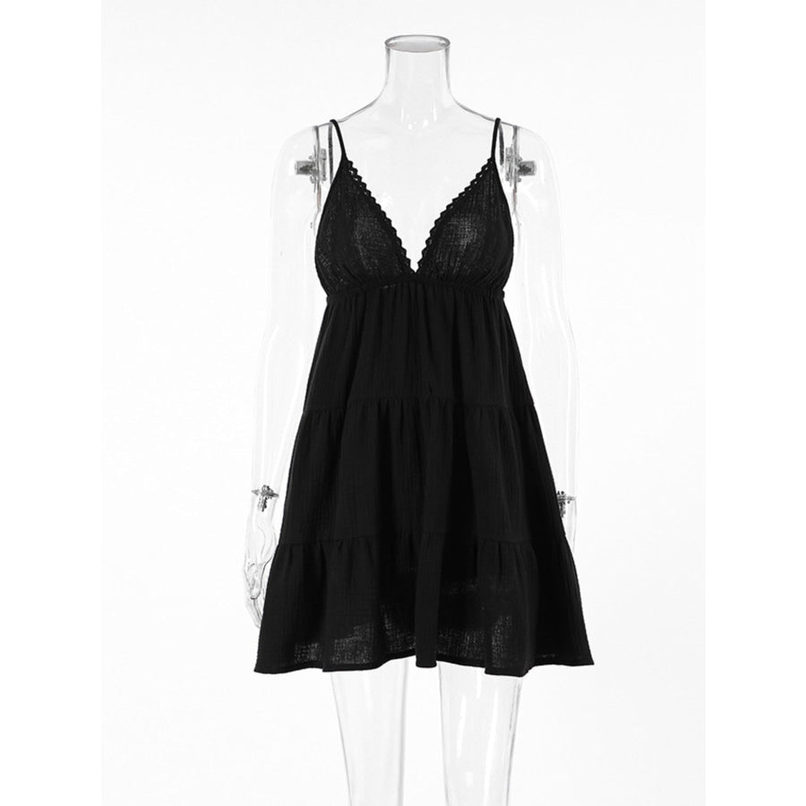 V-Neck Tiered Mini Dress Apparel and Accessories
