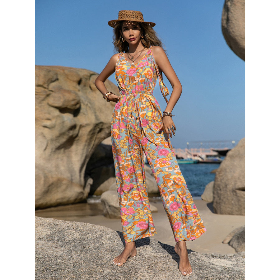 V-Neck Wide Leg Jumpsuit Apparel and Accessories