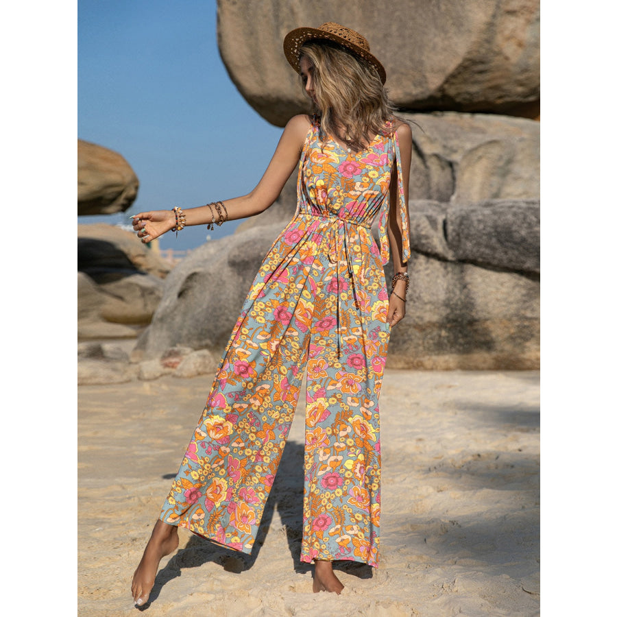 V-Neck Wide Leg Jumpsuit Apparel and Accessories