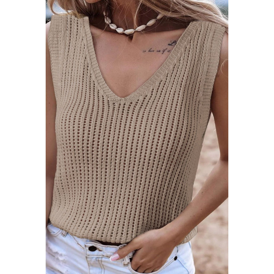 V - Neck Wide Strap Knit Vest Apparel and Accessories