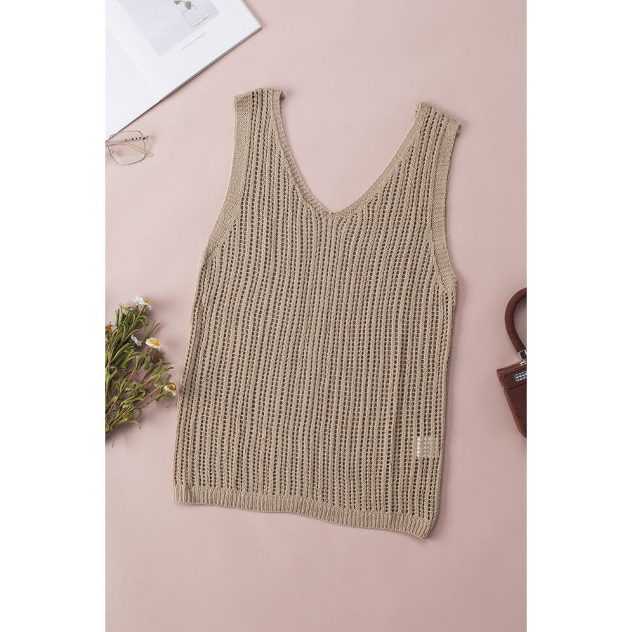 V - Neck Wide Strap Knit Vest Apparel and Accessories