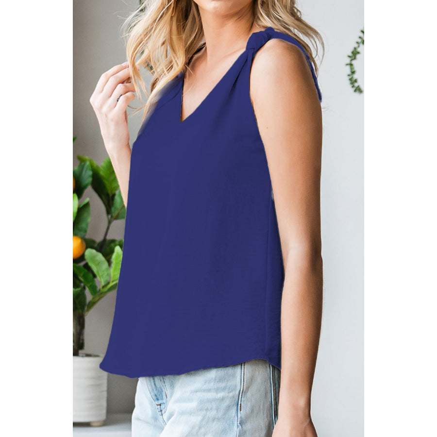 V-Neck Wide Strap Tank Navy / XS Apparel and Accessories