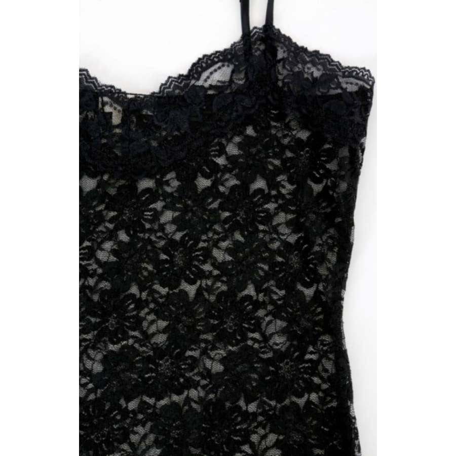 New! V-Neckline Floral Lace Adjustable Strap Cami S / Black Camisole