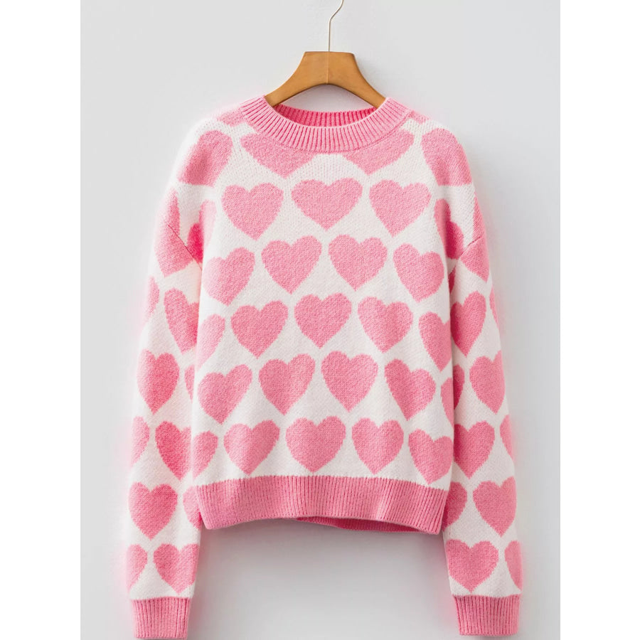 Valentine Heart Round Neck Sweater Apparel and Accessories