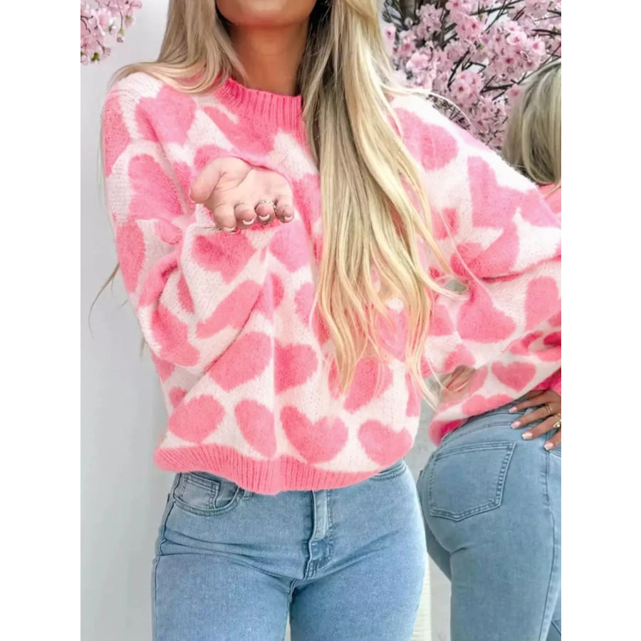 Valentine Heart Round Neck Sweater Apparel and Accessories