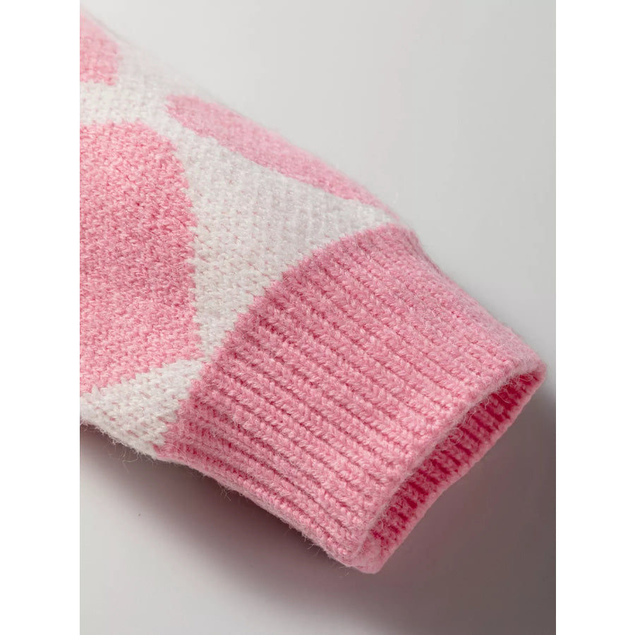 Valentine Heart Round Neck Sweater Apparel and Accessories