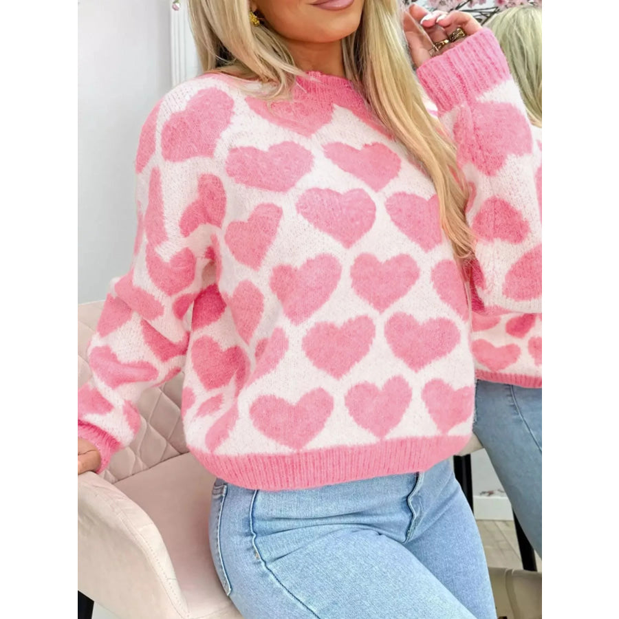 Valentine Heart Round Neck Sweater Apparel and Accessories