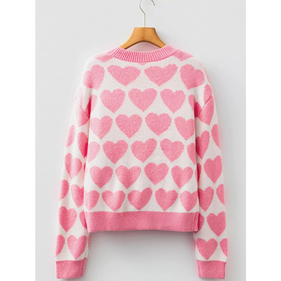 Valentine Heart Round Neck Sweater Apparel and Accessories
