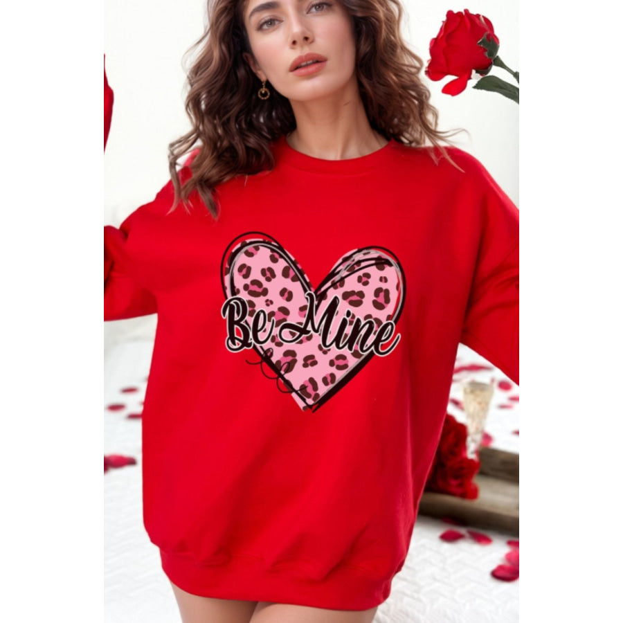 Valentine’s Day BE MINE Heart Long Sleeve Sweatshirt Apparel and Accessories