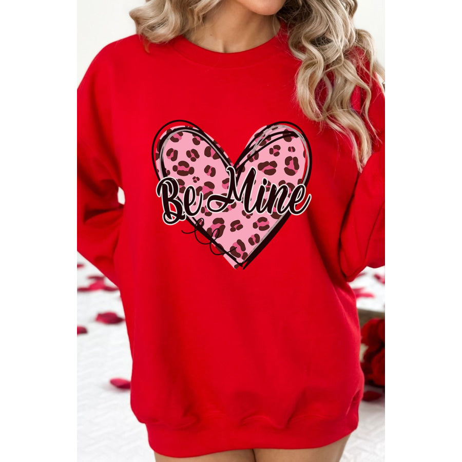 Valentine’s Day BE MINE Heart Long Sleeve Sweatshirt Apparel and Accessories