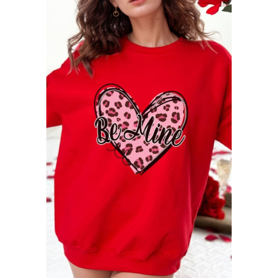 Valentine’s Day BE MINE Heart Long Sleeve Sweatshirt Scarlet / S Apparel and Accessories