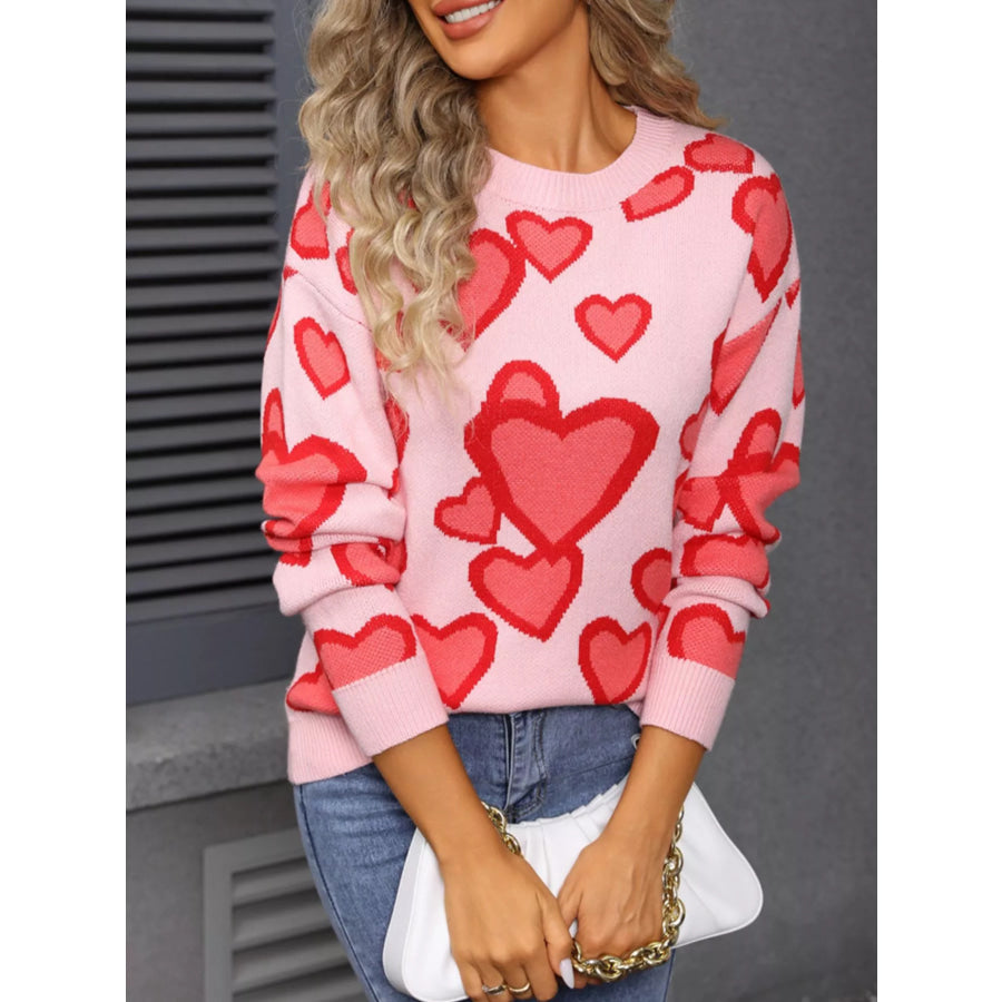 Valentine’s Day Heart Crew Neck Sweater Apparel and Accessories