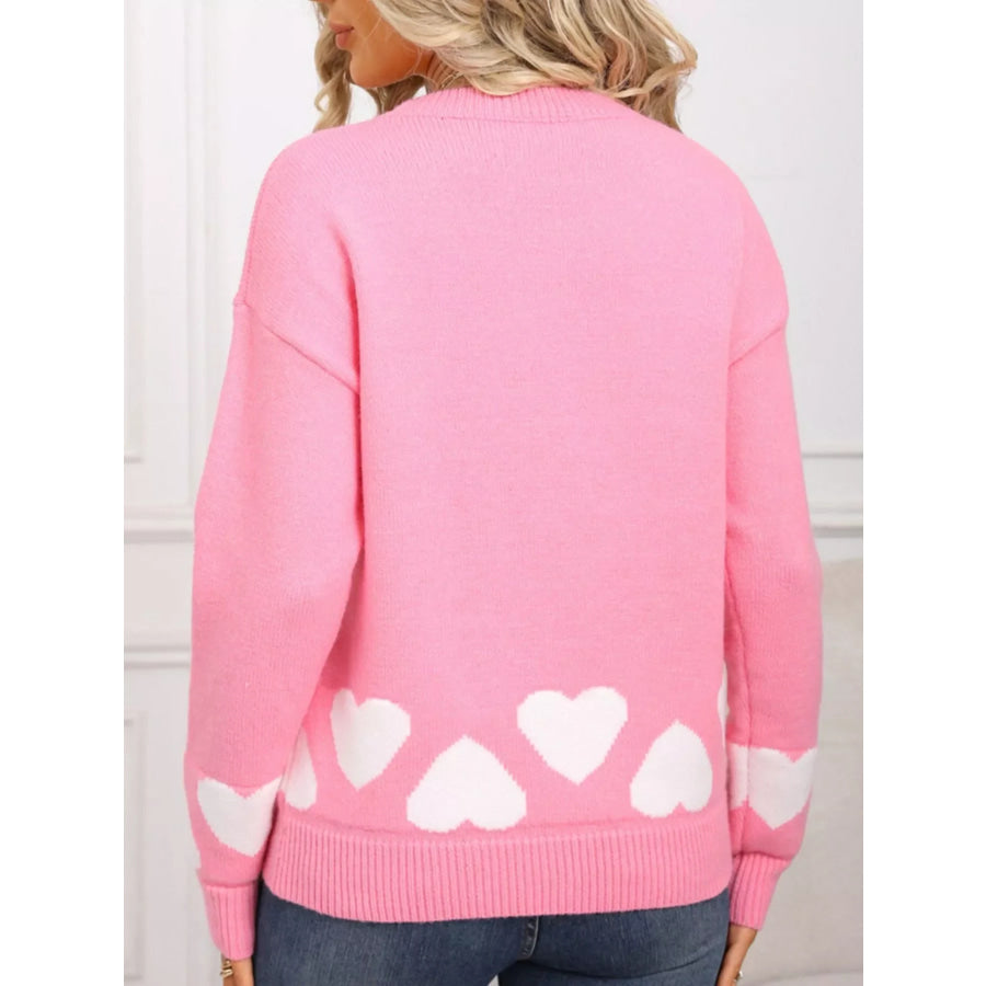 Valentine’s Day Heart Crew Neck Sweater Apparel and Accessories
