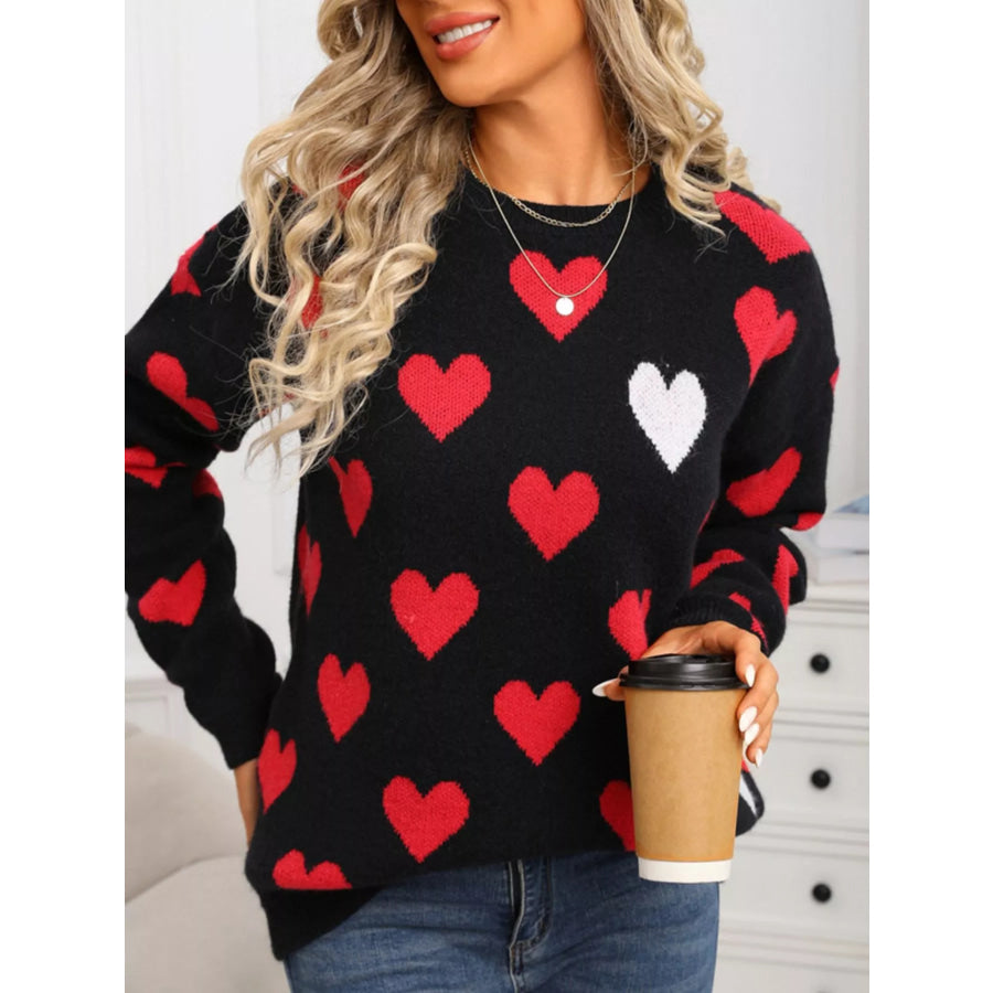 Valentine’s Day Heart Crew Neck Sweater Apparel and Accessories