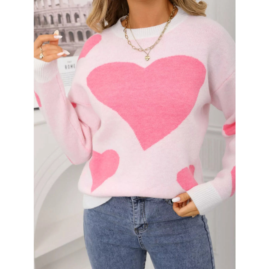 Valentine’s Day Heart Crew Neck Sweater Apparel and Accessories