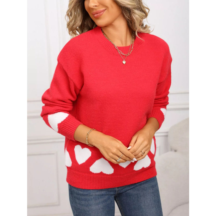 Valentine’s Day Heart Crew Neck Sweater Apparel and Accessories