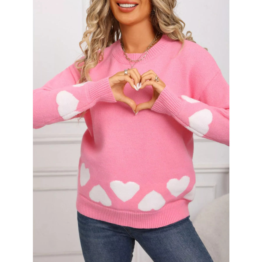 Valentine’s Day Heart Crew Neck Sweater Apparel and Accessories