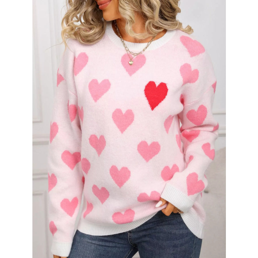 Valentine’s Day Heart Crew Neck Sweater Apparel and Accessories